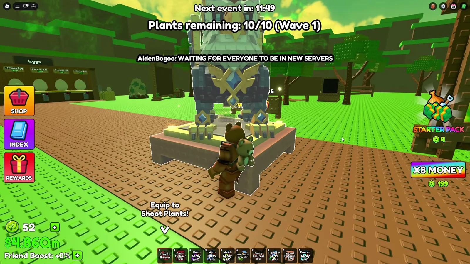 Build A Ring Farm server-reset announcement with Plants remaining 10/10 during the update window Build A Ring Farm server-reset announcement with Plants remaining 10/10 during the update window