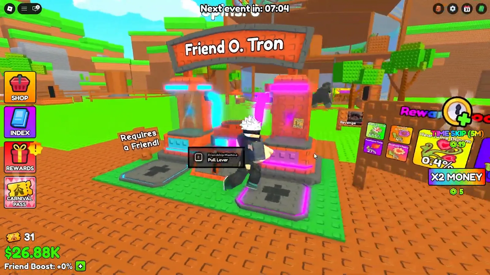 Friend O. Tron sign over the Friendship Machine in Build A Ring Farm with its Requires a Friend tag