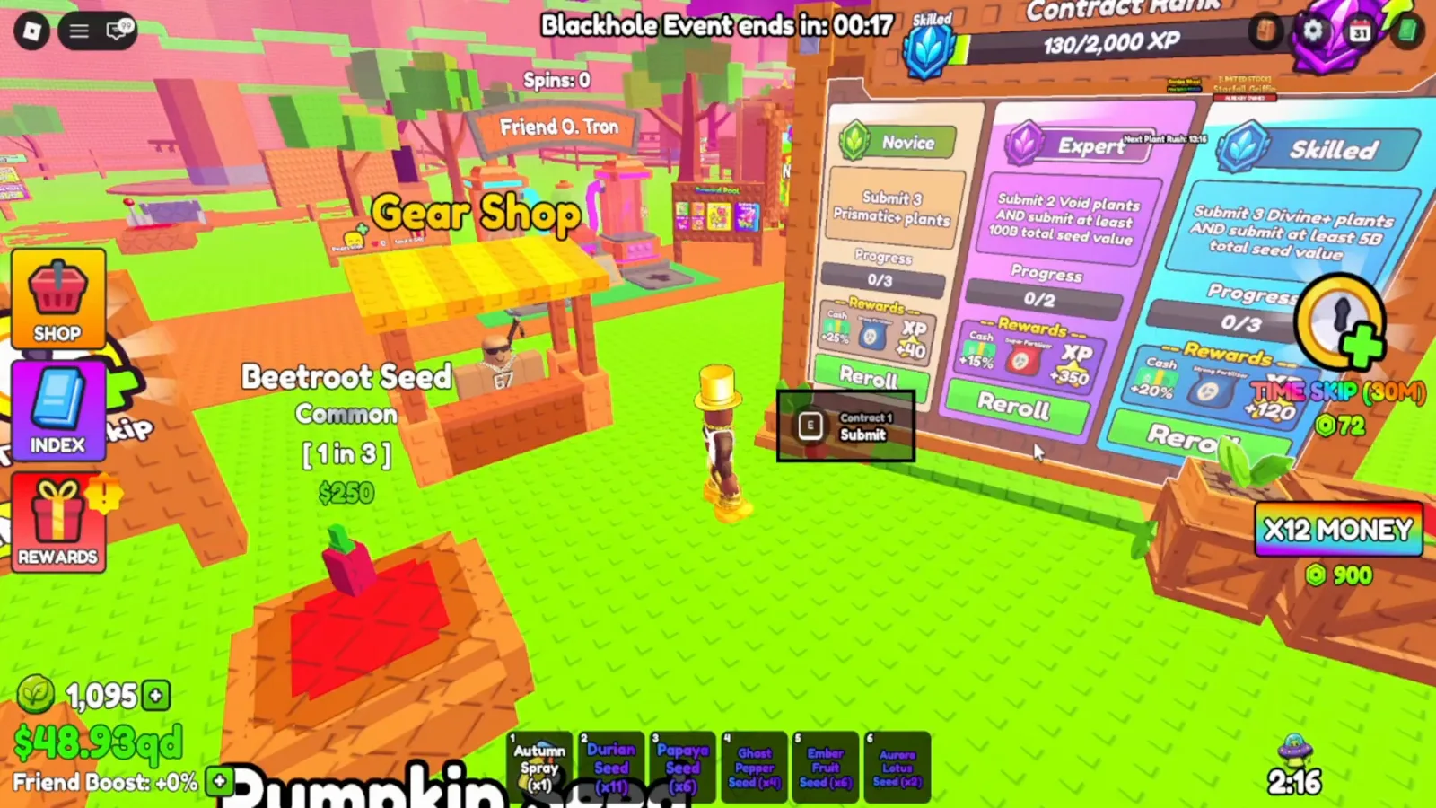 Skilled Build A Ring Farm contract requiring 3 Divine plus plants and 5B total seed value for Cash +20% and XP +120 Skilled Build A Ring Farm contract requiring 3 Divine plus plants and 5B total seed value for Cash +20% and XP +120
